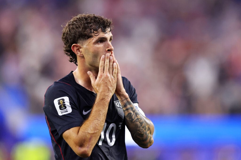 Christian Pulisic #10 of the United States looks on during the FIFA World Cup 2026 Group D match between Türkiye and USA.