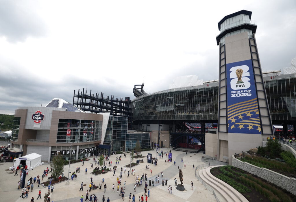 General view outside Boston Stadium as fans arrive before the FIFA World Cup 2026 Group I match between Norway and France.