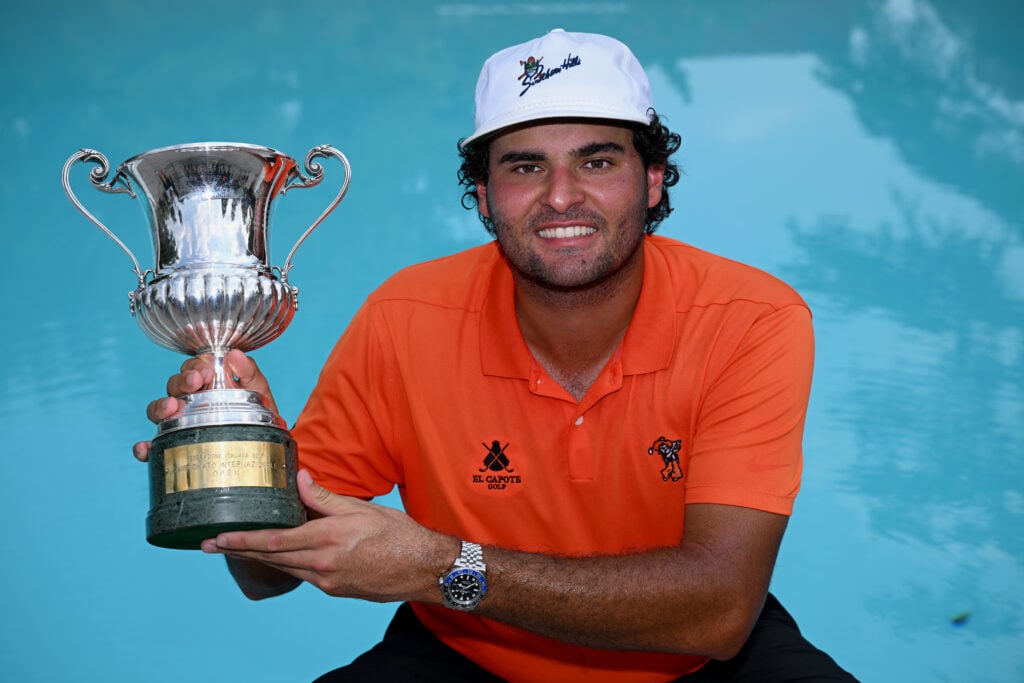 Eugenio Chacarra holds the trophy following the Italian Open