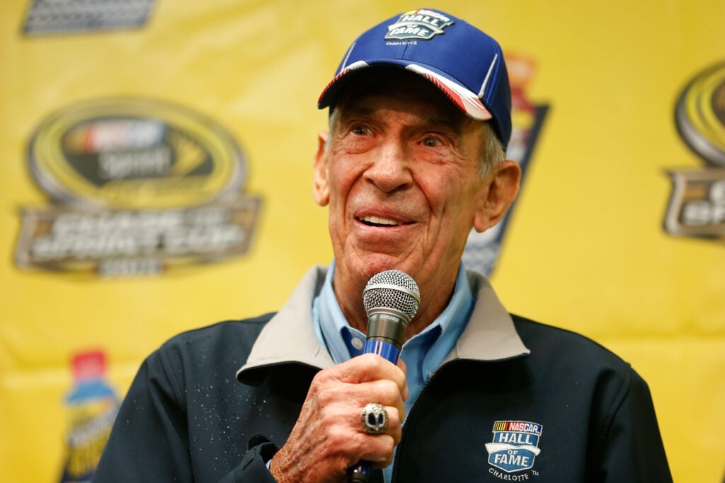 NASCAR Hall of Famer Ned Jarrett speaks with the media during a press conference prior to the NASCAR Sprint Cup Series Goody's Headache Relief Shot 500 at Martinsville Speedway on November 1, 2015 in Martinsville, Virginia.
