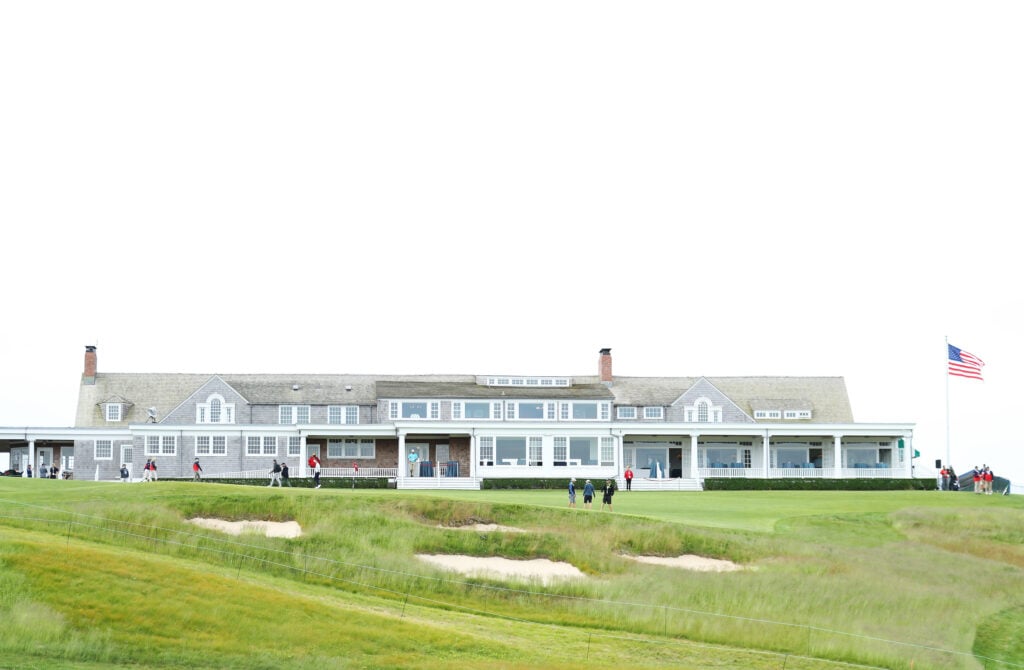 A general view of the clubhouse during practice rounds prior to the 2018 U.S. Open at Shinnecock Hills Golf Club
