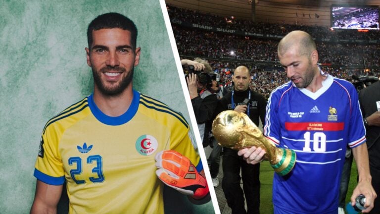 Algeria goalkeeper Luca Zidane alongside French football legend Zinedine Zidane