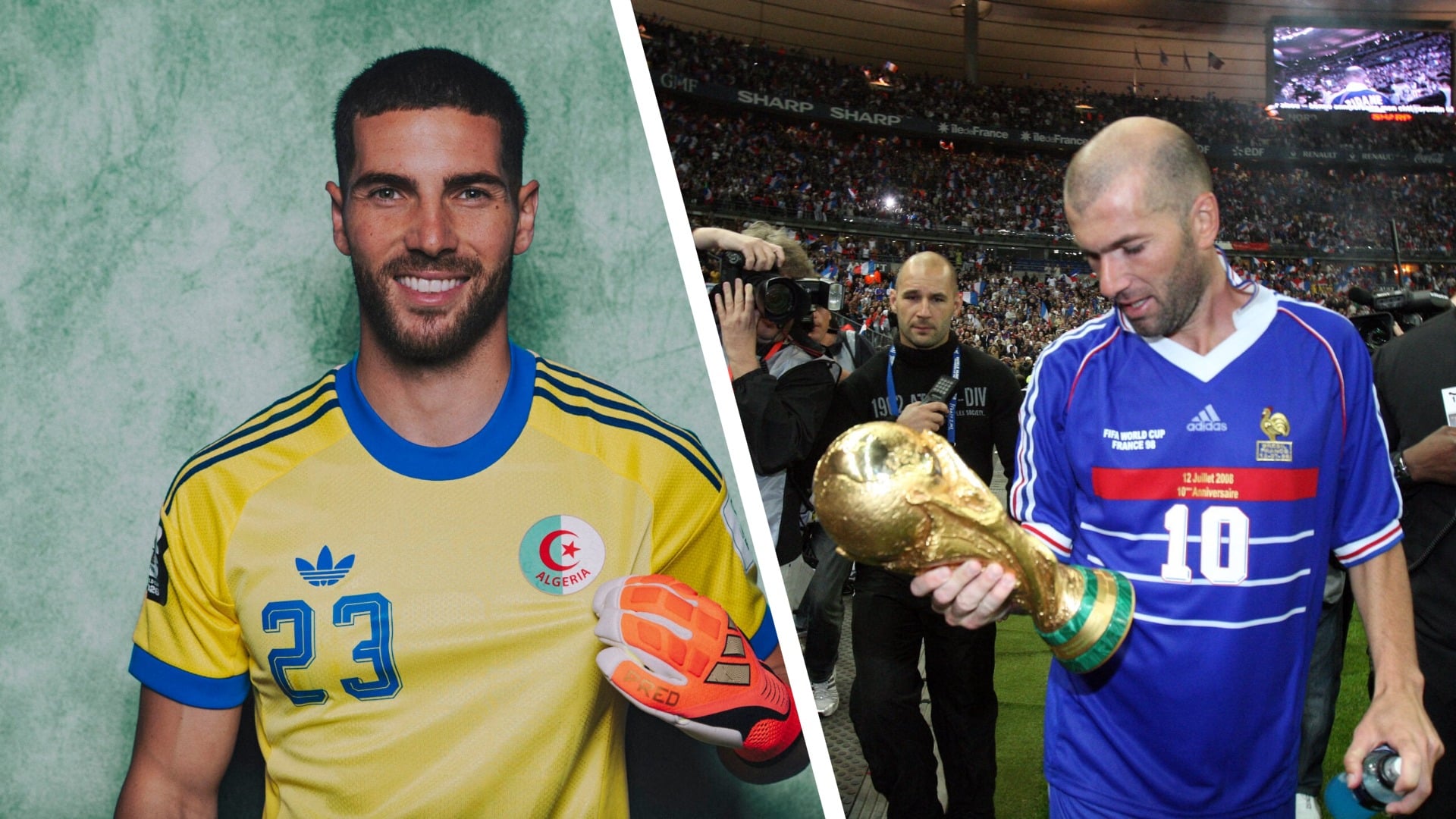 Algeria goalkeeper Luca Zidane alongside French football legend Zinedine Zidane