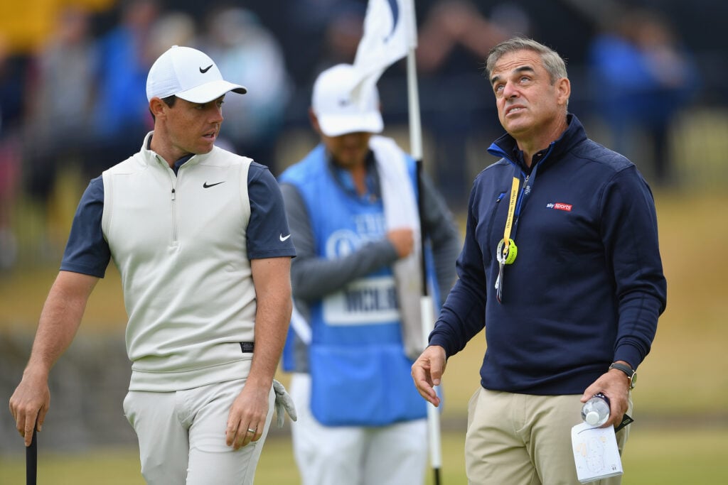 Rory McIlroy with Paul McGinley during previews to the 147th Open Championship at Carnoustie