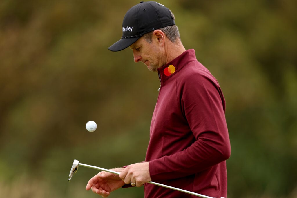 Justin Rose leaves the 11th green during the final round of The Open Championship at Royal Troon