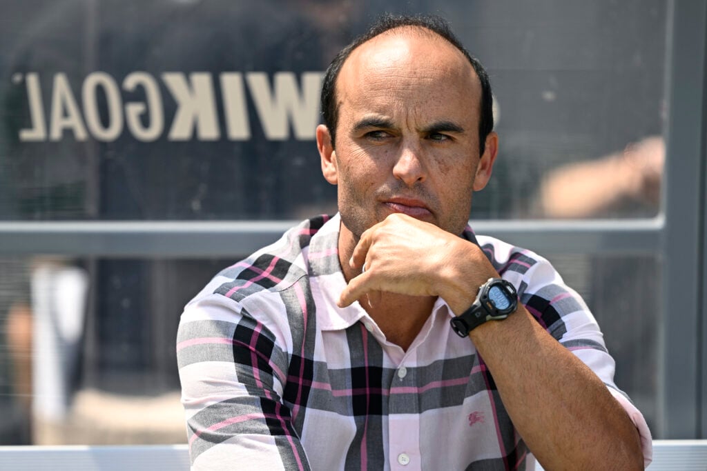Interim Head Coach Landon Donovan of the San Diego Wave FC looks on before the game against the Angel City FC at Snapdragon Stadium
