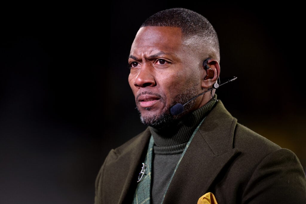 ESPN commentator Ryan Clark looks on prior to the game between the Green Bay Packers and the Philadelphia Eagles at Lambeau Field.