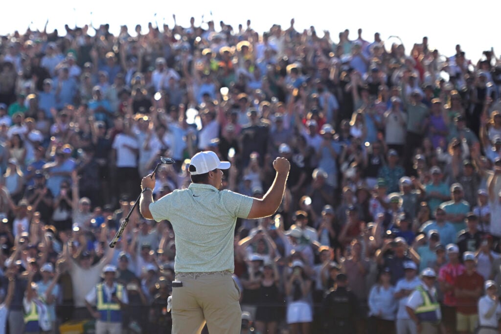 Chris Gotterup celebrates winning the WM Phoenix Open