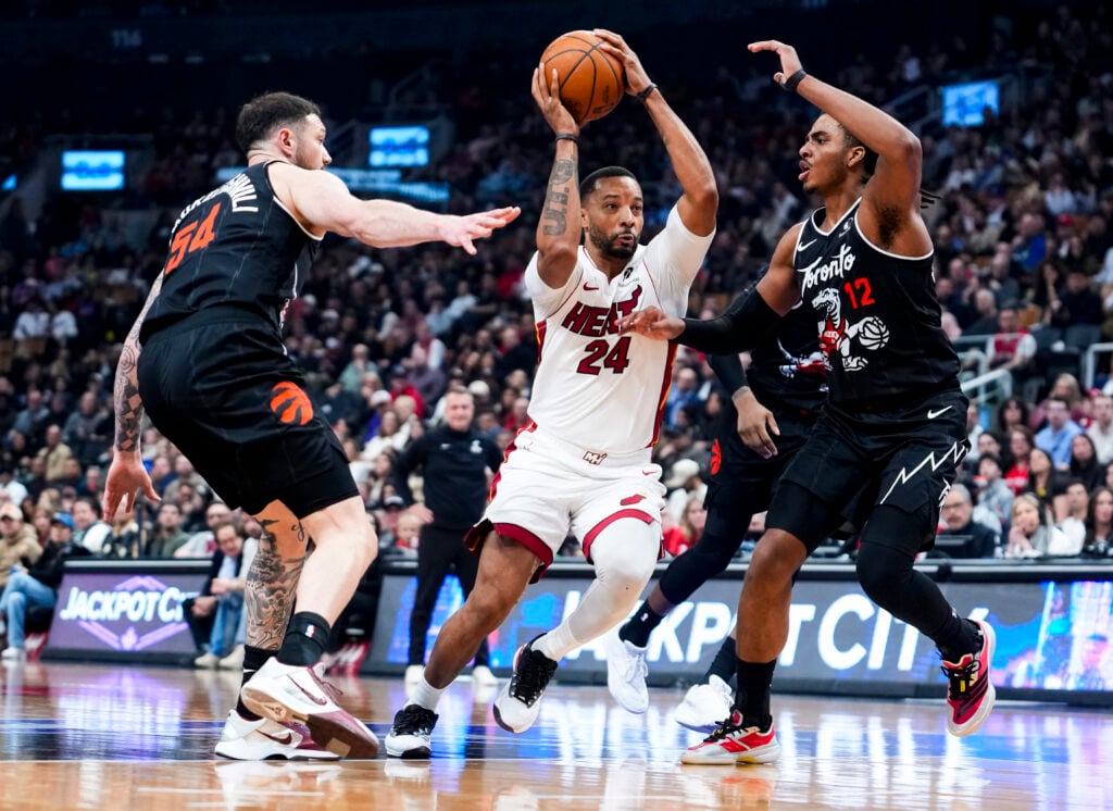 Norman Powell playing for the Miami Heat