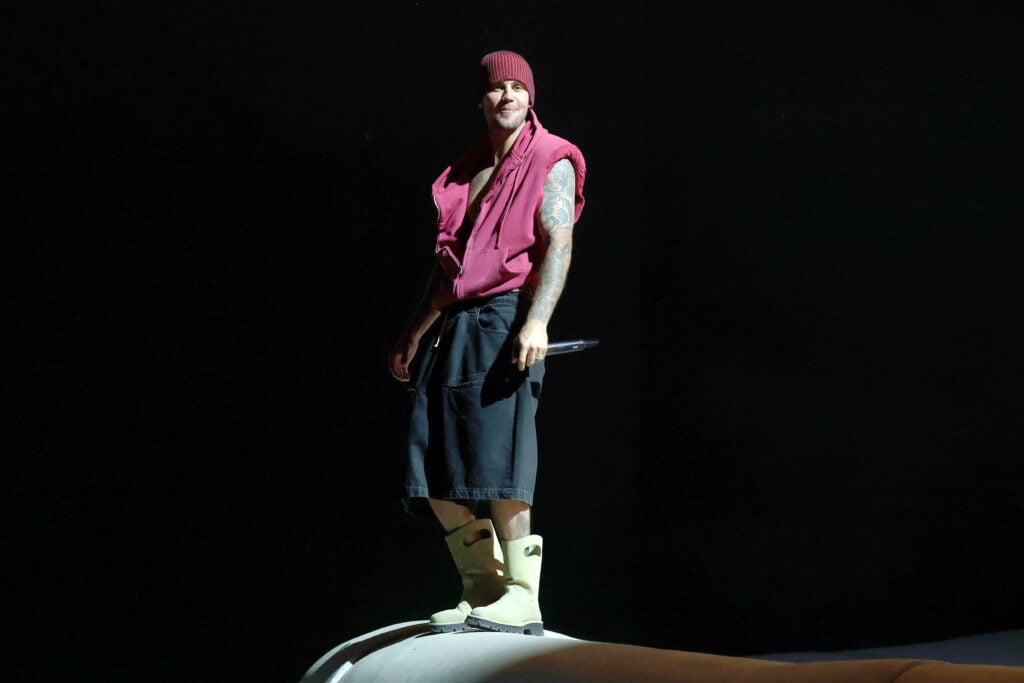 Justin Bieber performs at the Coachella Stage during the 2026 Coachella Valley Music and Arts Festival at Empire Polo Club.