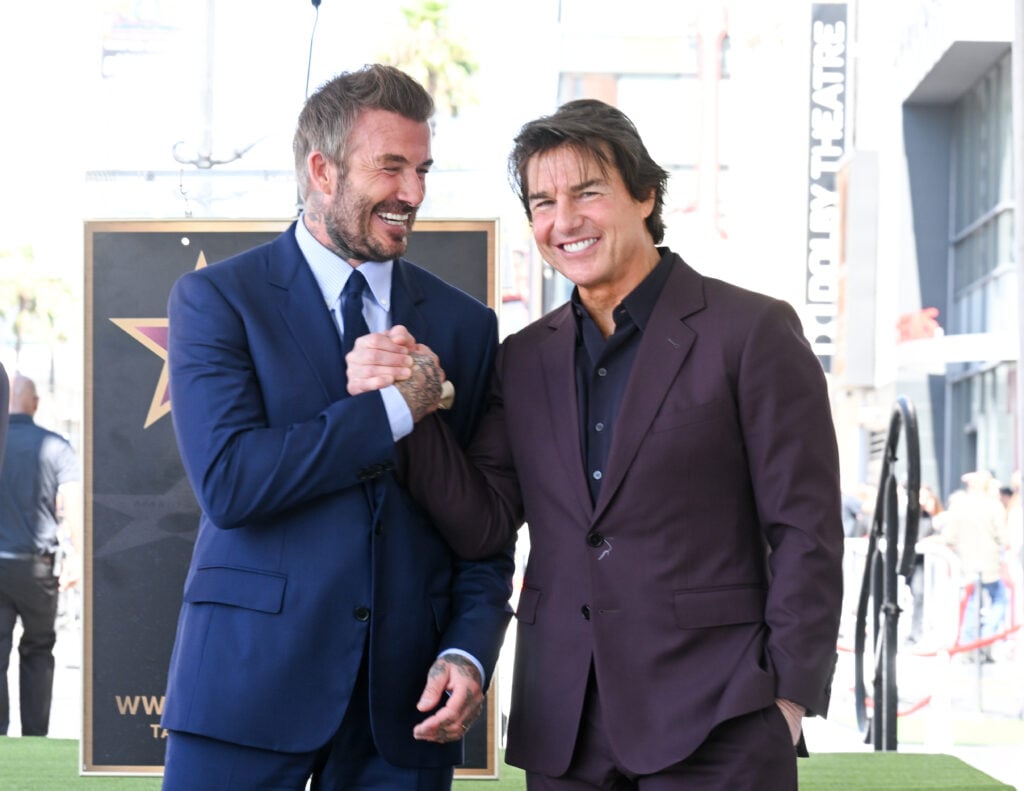 David Beckham and Tom Cruise at the ceremony to honor David Beckham with a star on the Hollywood Walk Of Fame