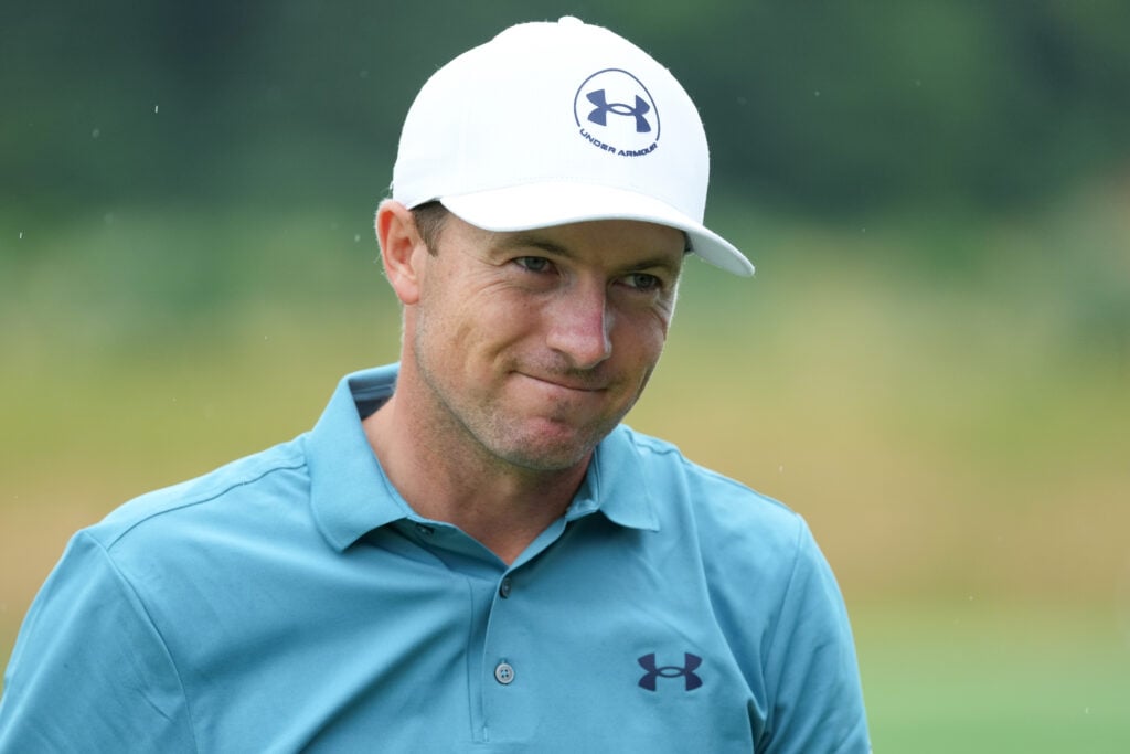Jordan Spieth is seen on the driving range prior to Travelers Championship at TPC River Highlands