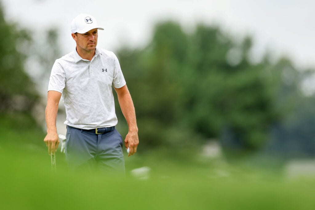 Jordan Spieth of the United States walks to the second green during the second round of the Travelers Championship 2026 at TPC River Highlands
