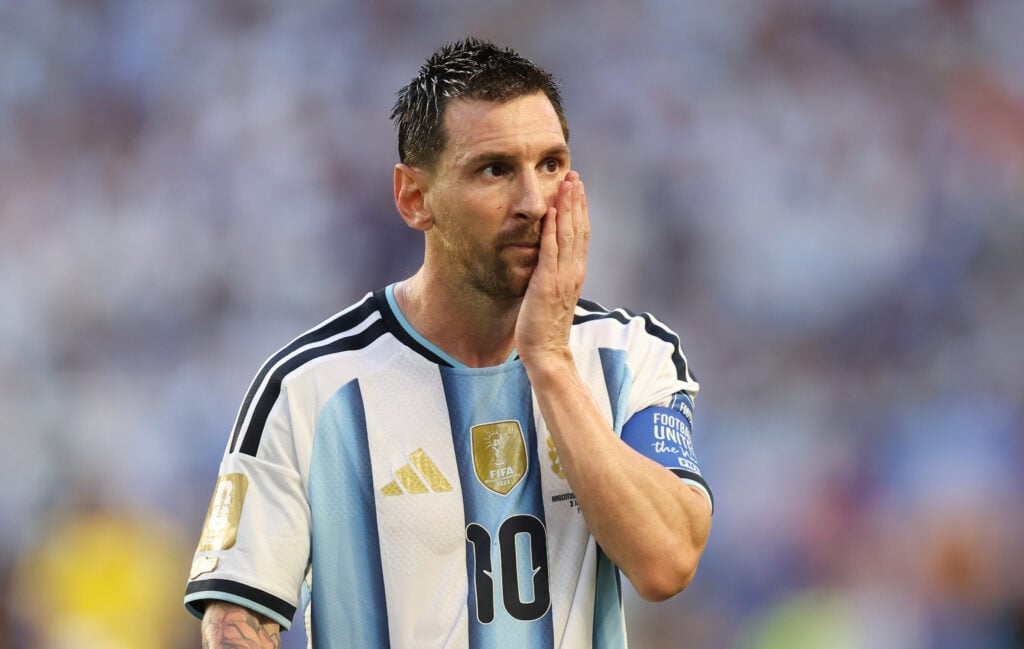 Argentina's Lionel Messi during the FIFA World Cup 2026 Round Of 32 match between Argentina and Cape Verde at Miami Stadium.