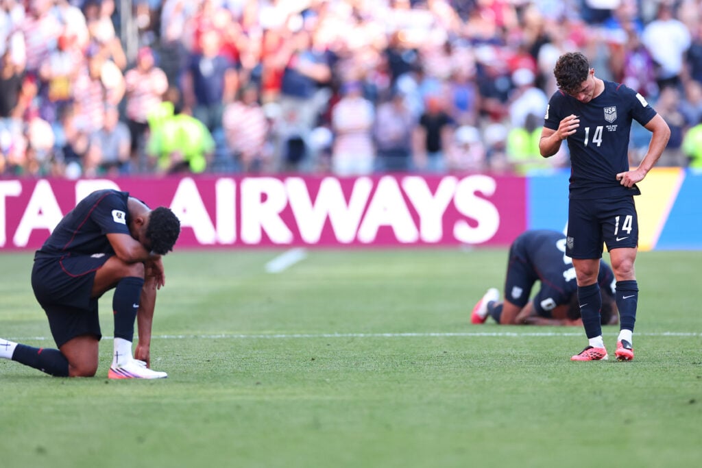 A dejected Sebastian Berhalter of USA after being knocked out during the FIFA World Cup 2026 Round Of 16 match between USA and Belgium at Seattle Stadium on July 6, 2026 in Seattle, United States.