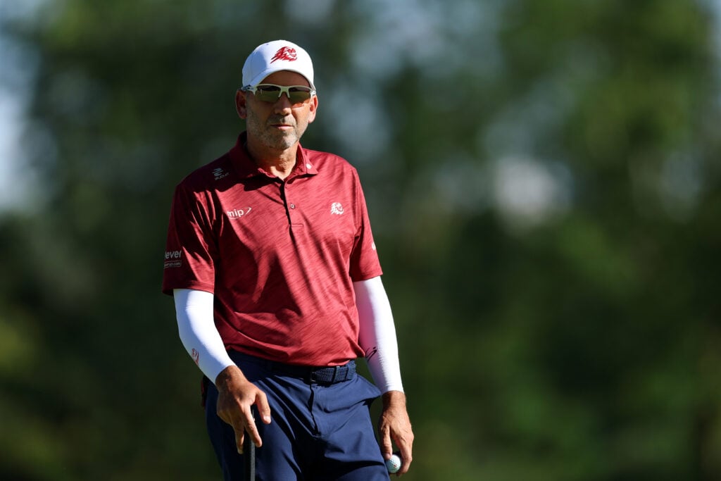 Sergio Garcia of Spain looks across the 16th green on day two of the BMW International Open