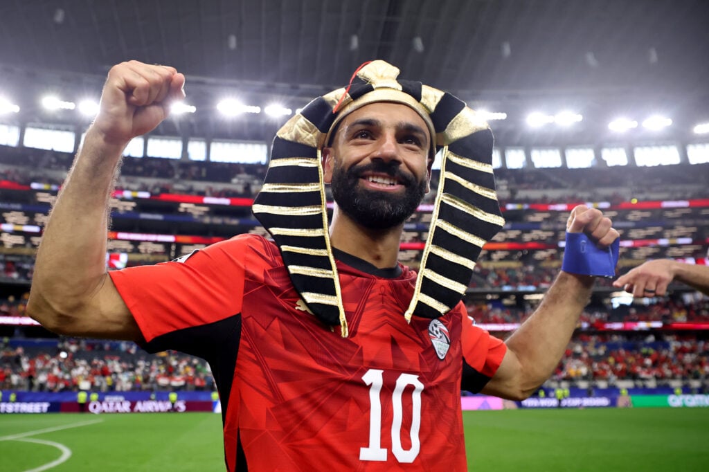 Mohamed Salah #10 of Egypt celebrates after the team's victory through the penalty shootout during the FIFA World Cup 2026 Round of 32 match between Australia and Egypt.
