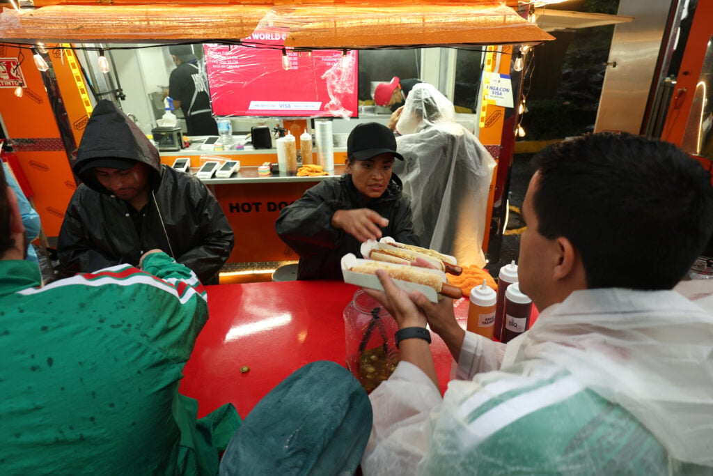 Fans purchase food from concession stands before the FIFA World Cup 2026 Round of 16 match between Mexico and England at Mexico City Stadium on July 05, 2026 in Mexico City, Mexico.