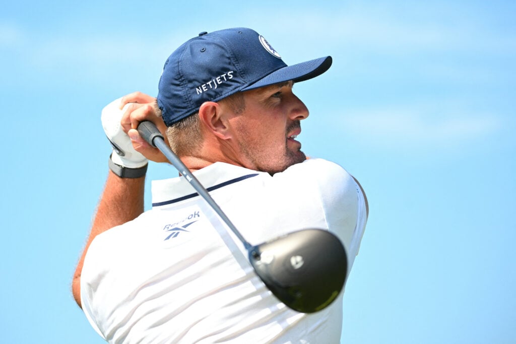 Bryson DeChambeau tees off on the 17th hole during a practice round at Royal Birkdale ahead of The Open Championship