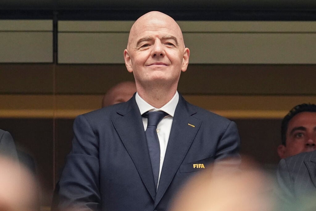 Gianni Infantino president of the FIFA looks on prior the FIFA World Cup 2026 Semi Final match between France and Spain at Dallas Stadium