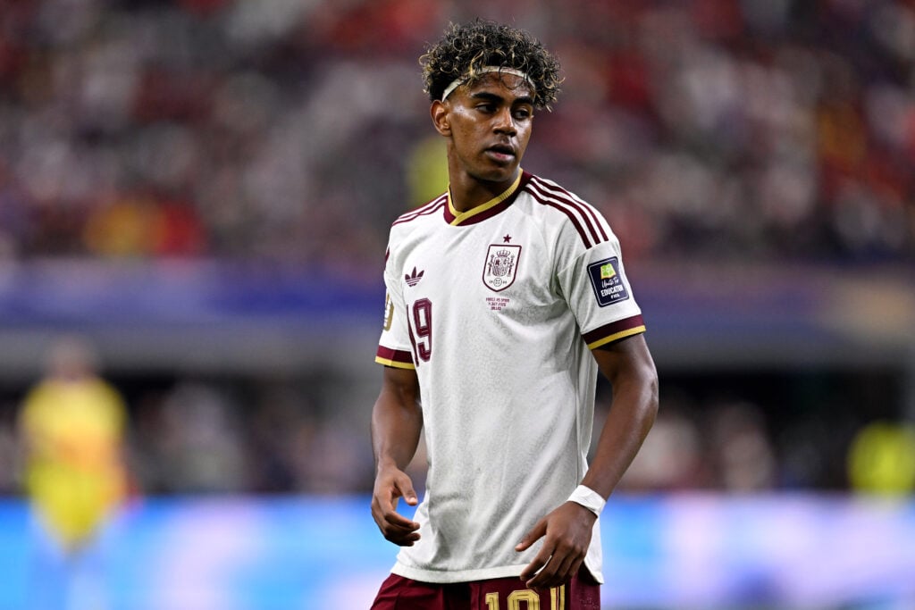 Lamine Yamal of Spain during the Semi Final - FIFA World Cup 2026 match between France and Spain at Dallas Stadium.