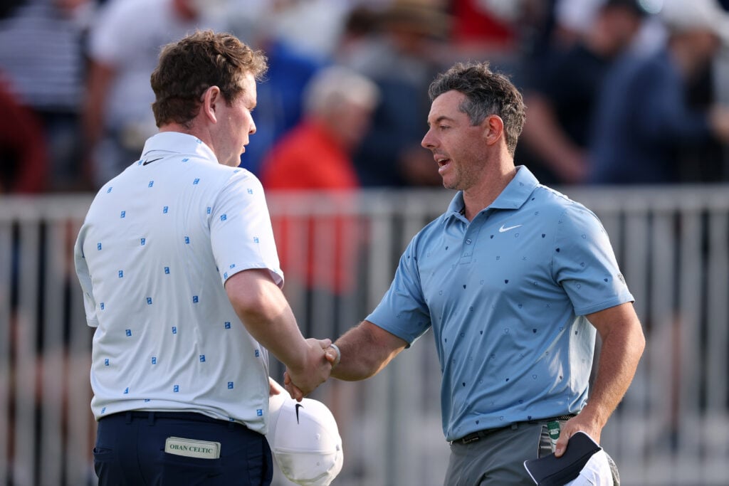 Rory McIlroy and Robert MacIntyre on day two of the Genesis Scottish Open at The Renaissance Club