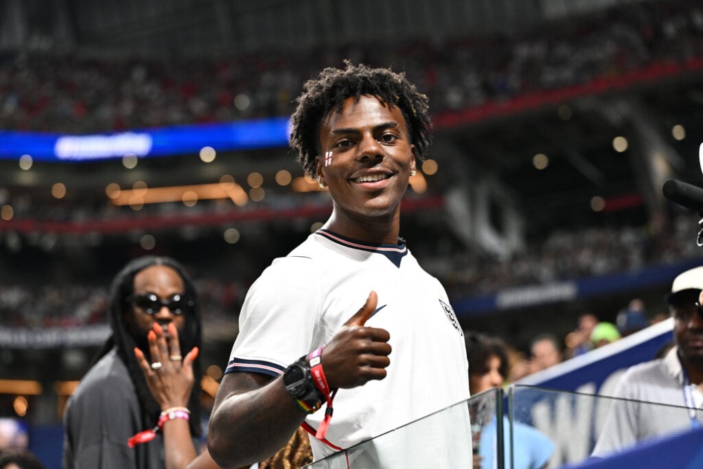 Ishowspeed, fan of England, poses for a photo during the FIFA World Cup 2026 Semi Final match between England and Argentina at Atlanta Stadium on July 15, 2026