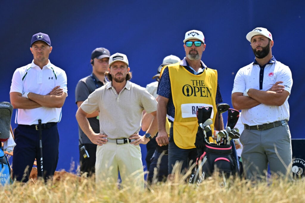 Tommy Fleetwood, Jordan Spieth, Jon Rahm during the first round of The Open Championship
