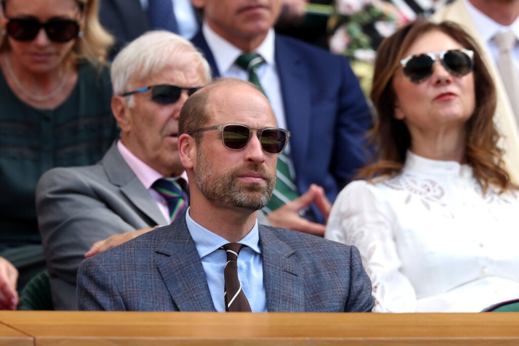 Prince William, Prince of Wales, attends the Royal Box on day fourteen of The Championships Wimbledon 2026 at All England Lawn Tennis and Croquet Club