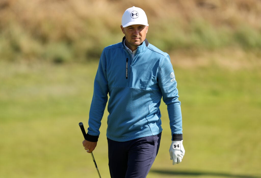 Jordan Spieth of the United States looks across the 11th hole prior to The 154th Open Championship at Royal Birkdale
