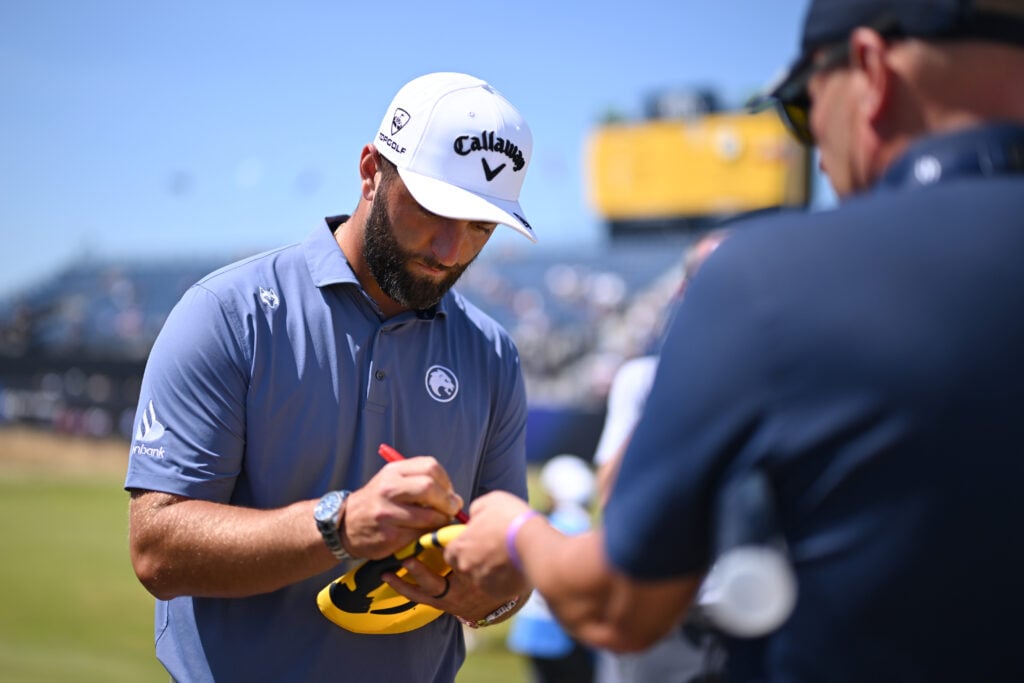 Jon Rahm signs autographs at Royal Birkdale ahead of The Open Championship