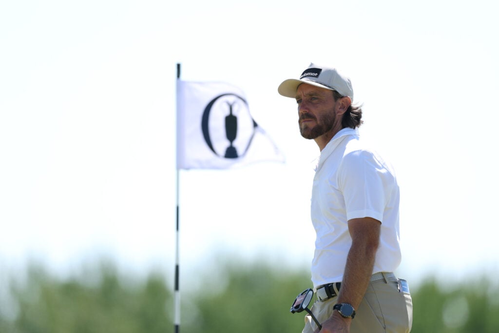 Tommy Fleetwood on the 16th green at Royal Birkdale in a practice round ahead of The Open Championship