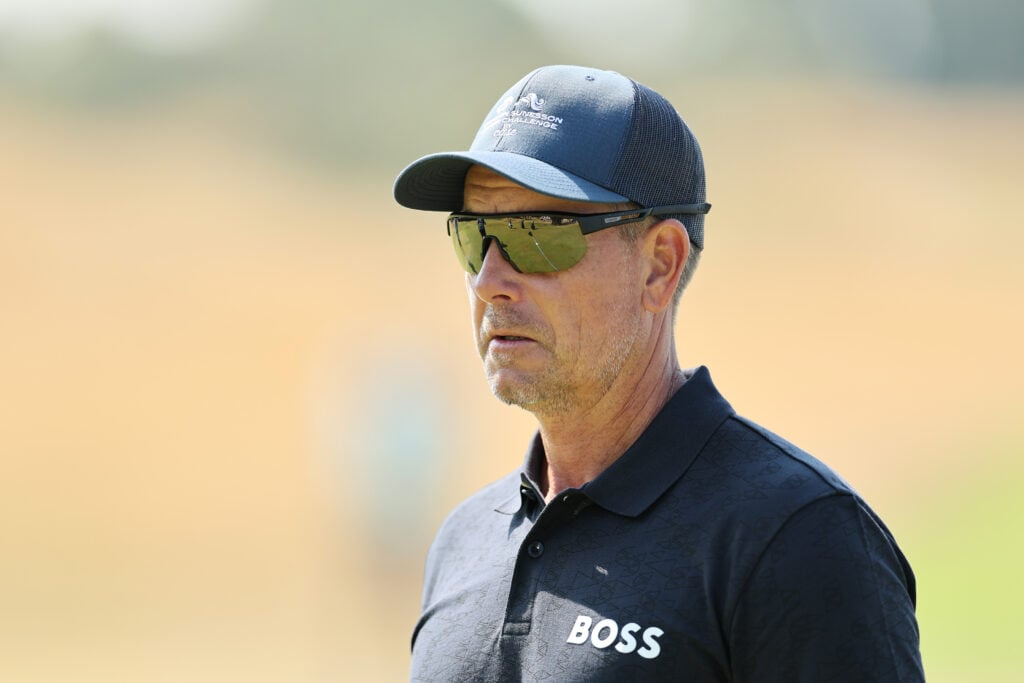 Henrik Stenson on the fourth hole during a practice round, prior to The 154th Open Championship at Royal Birkdale