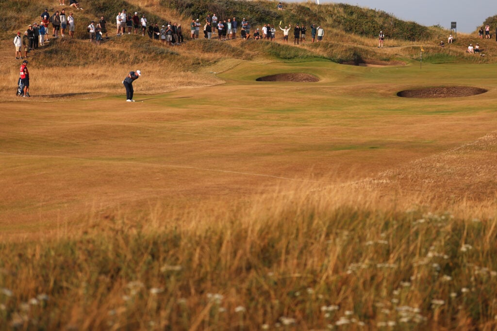 Ryan Fox plays on the second hole during the first round at The Open Championship