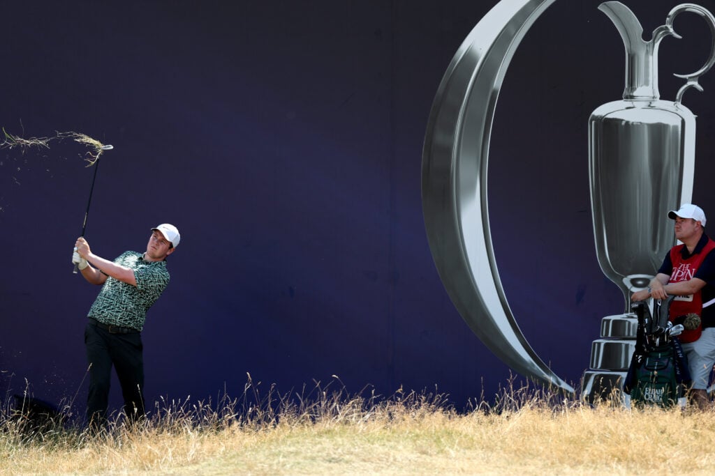 Robert MacIntyre of Scotland tees off on the 18th hole on day one of the The 154th Open Championship at Royal Birkdale