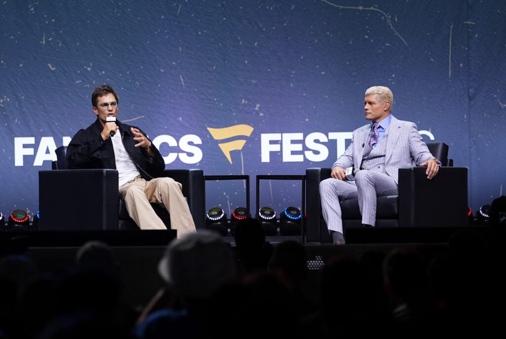 Tom Brady and Cody Rhodes attend Fanatics Fest NYC 2026 at Jacob Javits Center on July 16, 2026 in New York City.