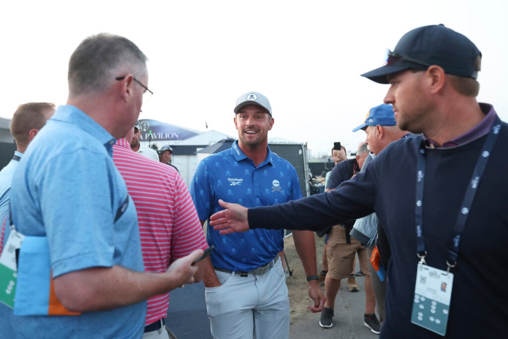 Bryson DeChambeau departs scoring after being assessed a two-stroke penalty on day two of the The 154th Open Championship at Royal Birkdale