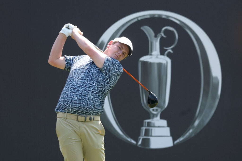 Robert MacIntyre of Scotland tees off on the first hole on day three of the The 154th Open Championship at Royal Birkdale