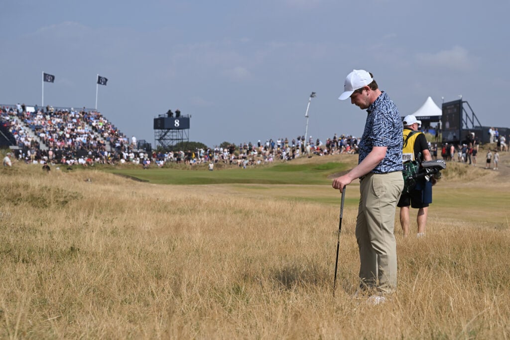 Robert MacIntyre prepares to hit a shot on the eighth hole during the third round of The Open Championship