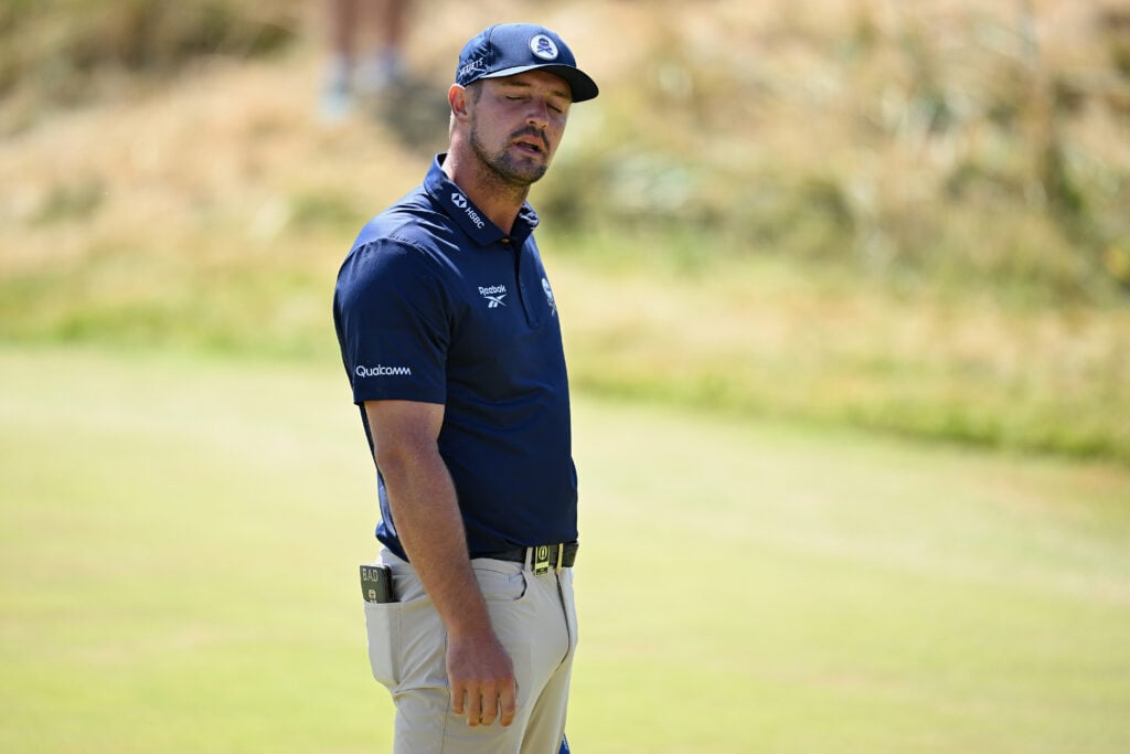 Bryson DeChambeau looks frustrated during the final round of The Open Championship