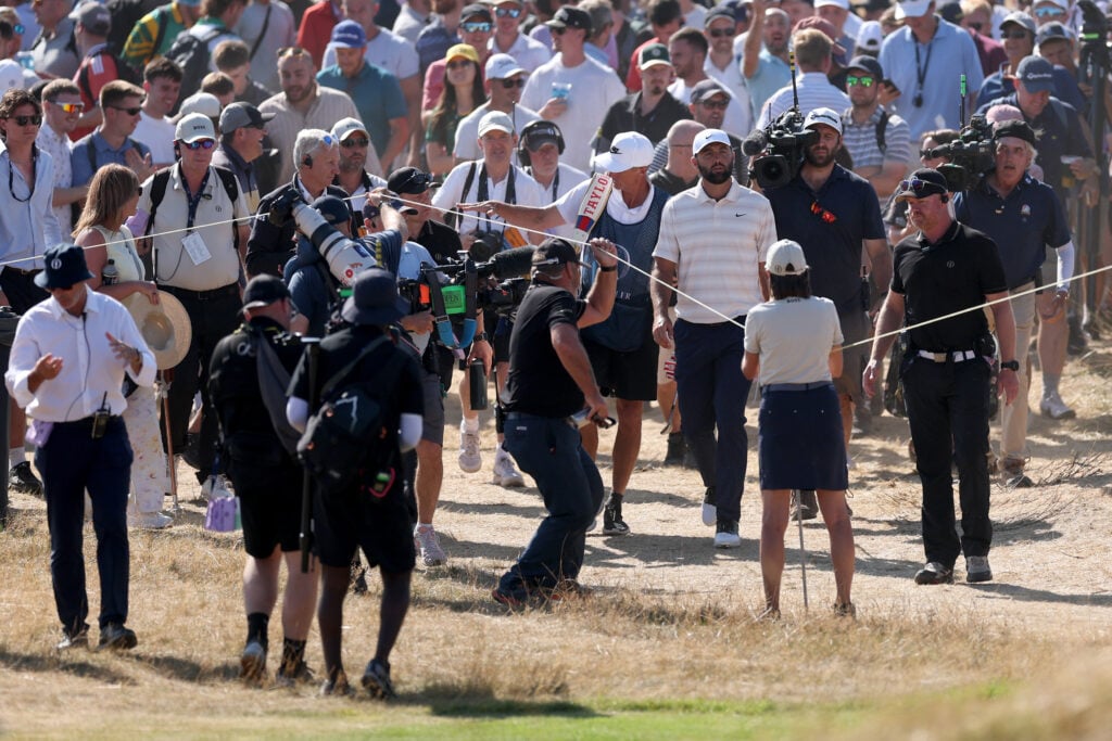 Scottie Scheffler walks on the 17th hole on day four of the The 154th Open Championship at Royal Birkdale
