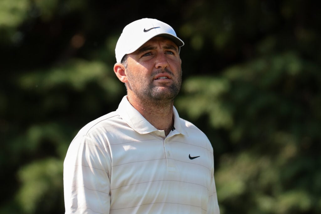 Scottie Scheffler of the United States walks off the second tee during the first round of the 3M Open 2026 at TPC Twin Cities