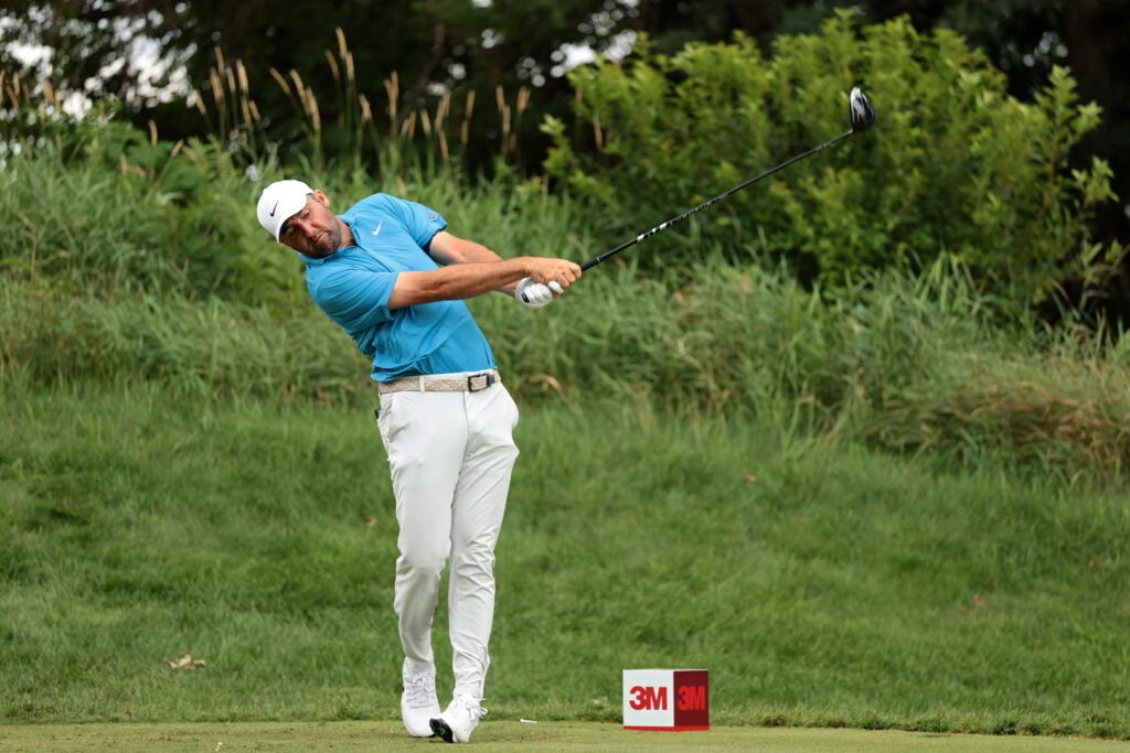 Scottie Scheffler in action during the second round of the 3M Open at TPC Twin Cities