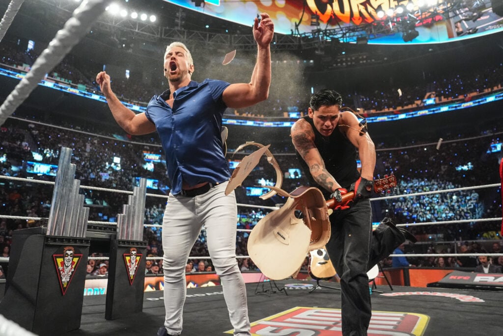 Ryan Garcia in action against Joe Hendry during Monday Night RAW at Intuit Dome on July 27, 2026 in Inglewood, California.