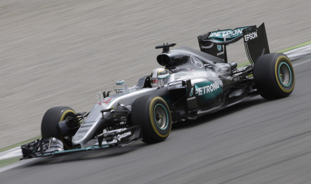 Mercedes' Lewis Hamilton in action during the race (REUTERS)